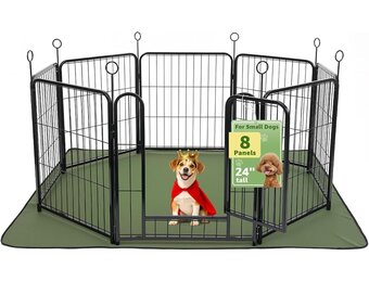 Lekesky Puppyren Zwart, 8 Panelen, 60cm Hoog, Met Bodemmat
