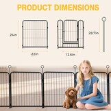 Lekesky Puppyren Zwart, 8 Panelen, 60cm Hoog, Met Bodemmat