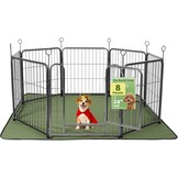 Lekesky Puppyren Zwart, 8 Panelen, 60cm Hoog, Met Bodemmat