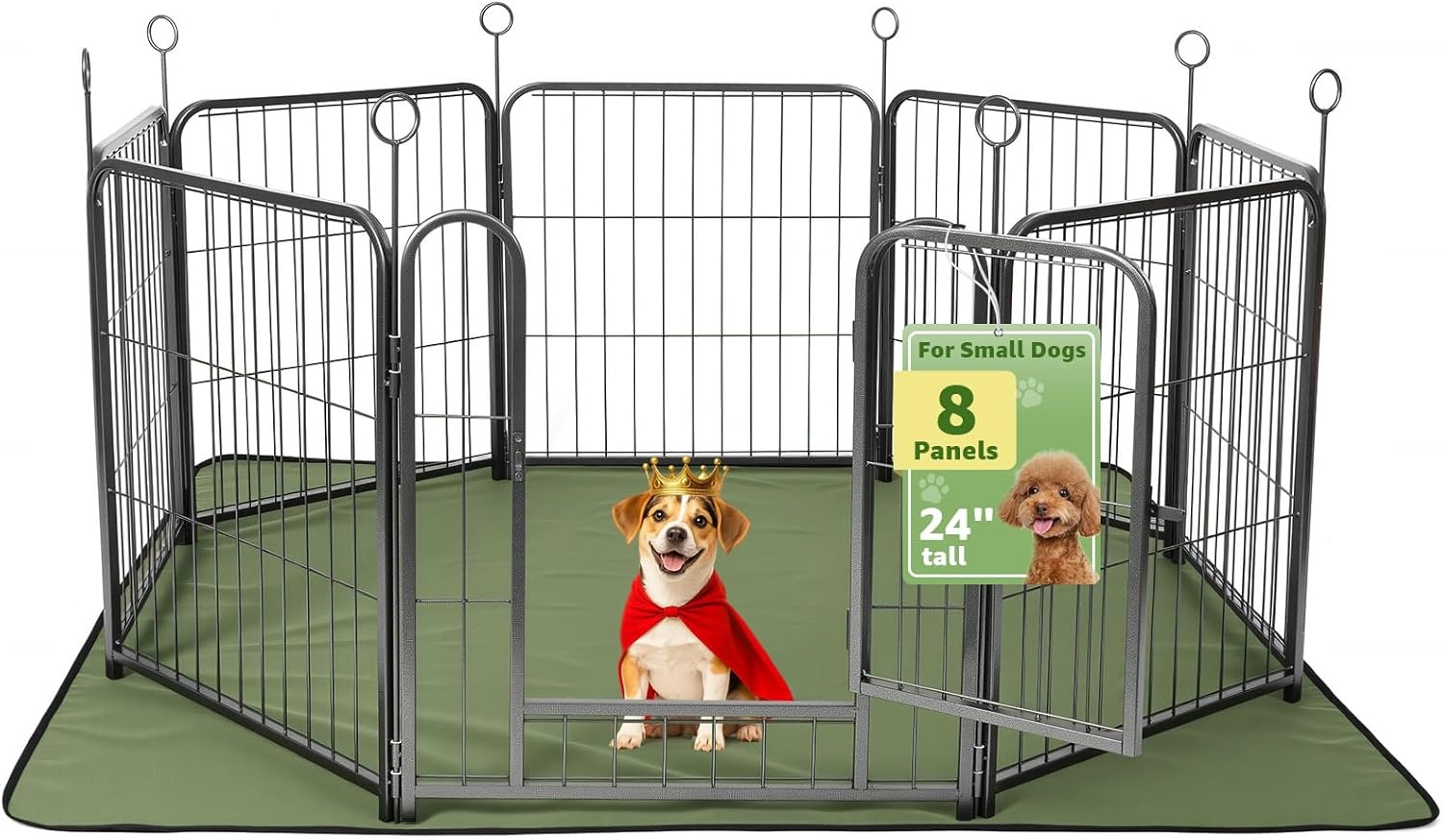 Lekesky Puppyren Zwart, 8 Panelen, 60cm Hoog, Met Bodemmat