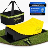 Oprijwiggen voor camper - maximale grip [incl. waterpas, onderlegmat] onderlegwiggen voor caravans en aanhangers - geen wegzakken | 2-delige set, universeel voor elk voertuig [13,5t]
