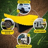 Oprijwiggen voor camper - maximale grip [incl. waterpas, onderlegmat] onderlegwiggen voor caravans en aanhangers - geen wegzakken | 2-delige set, universeel voor elk voertuig [13,5t]