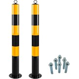 2x Paaltjes Zwart-Geel Diameter 76 mm Hoogte 750 mm met Oog