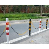 2x Paaltjes Zwart-Geel Diameter 76 mm Hoogte 750 mm met Oog