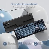 RK ROYAL KLUDGE RK98 Draadloos toetsenbord, Frans AZERTY, drievoudige modus, 2,4 G/BT5.1/USB-C 100 toetsen, rood, Hot Swappable met cijferblok, RGB-achtergrondverlichting, NKRO-batterij, 3750 mAh