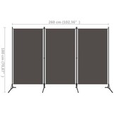 Kamerscherm 3 panelen 260x180 cm Antraciet - 33% Korting