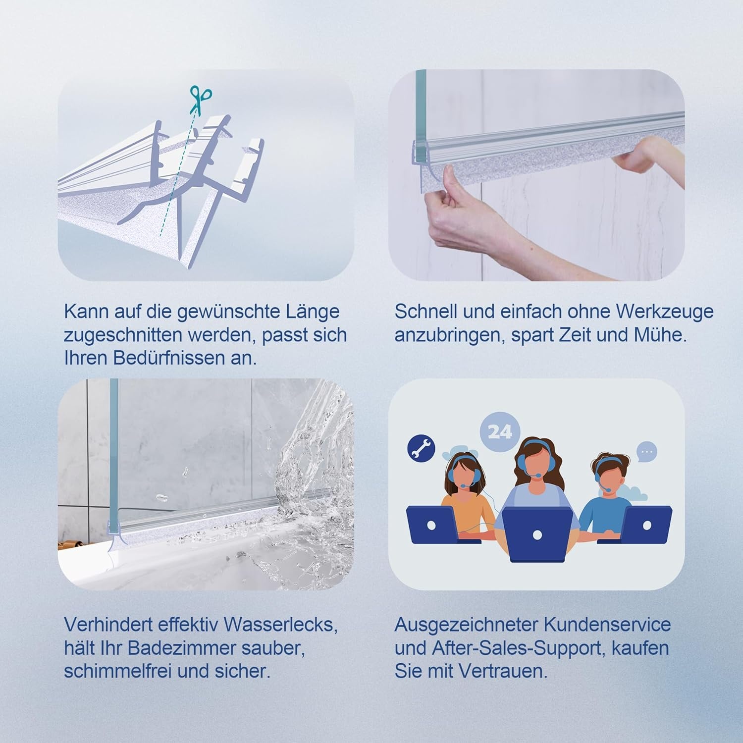 Universele Doucheafdichting Glas 6-8mm - 90cm - 29% Korting!