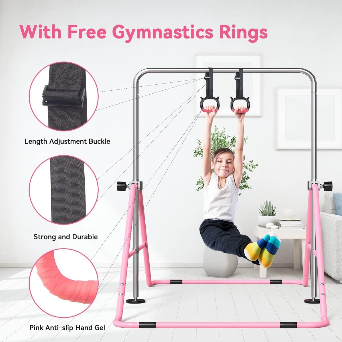 FBSPORT Kinder Turnbok met Verstelbare Hoogtes, Opvouwbaar, Tot 63.5 kg