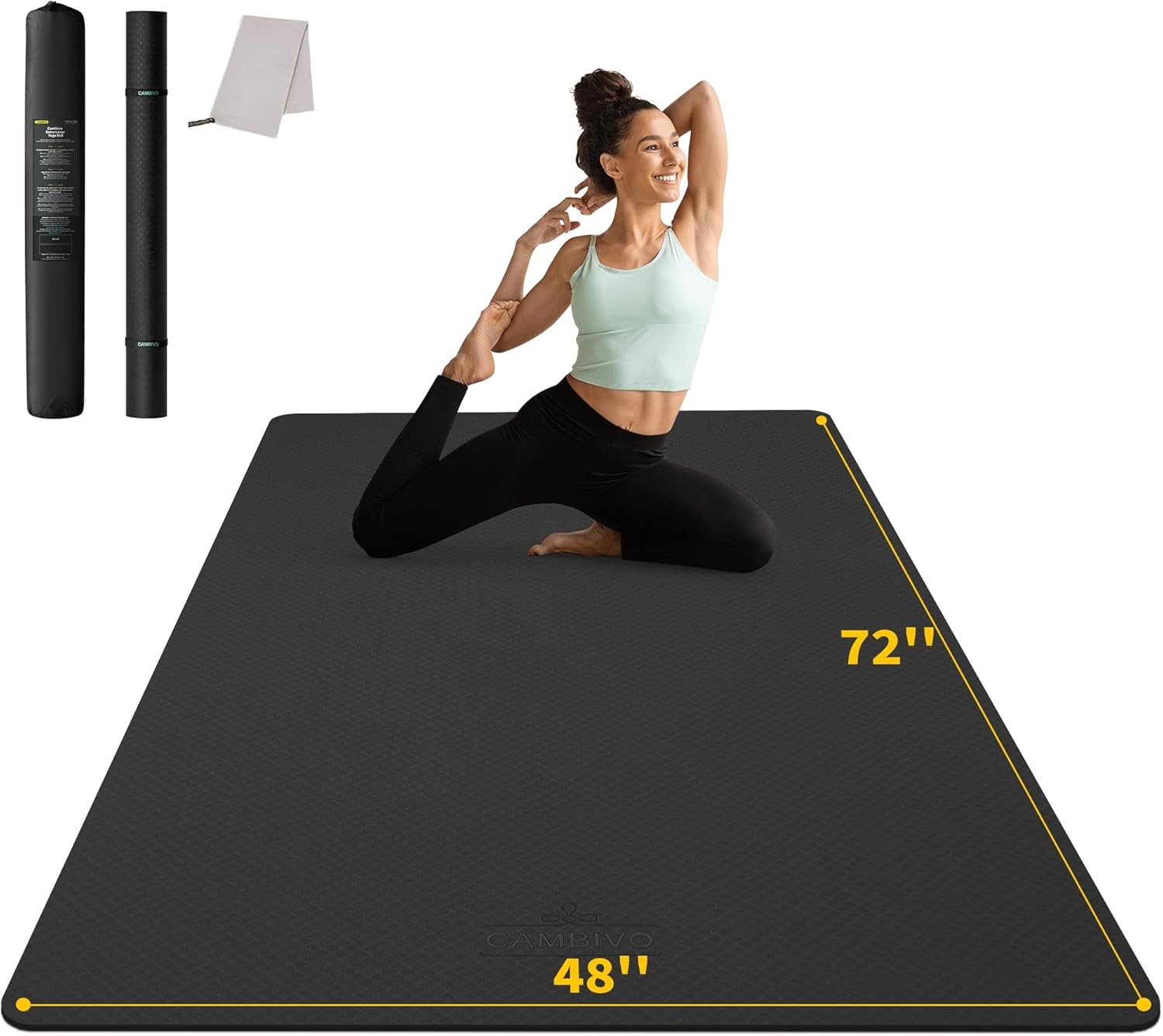 CAMBIVO Extra Dikke Yogamat 183x122 cm - Antislip & Geluidsdempend voor Thuisgym