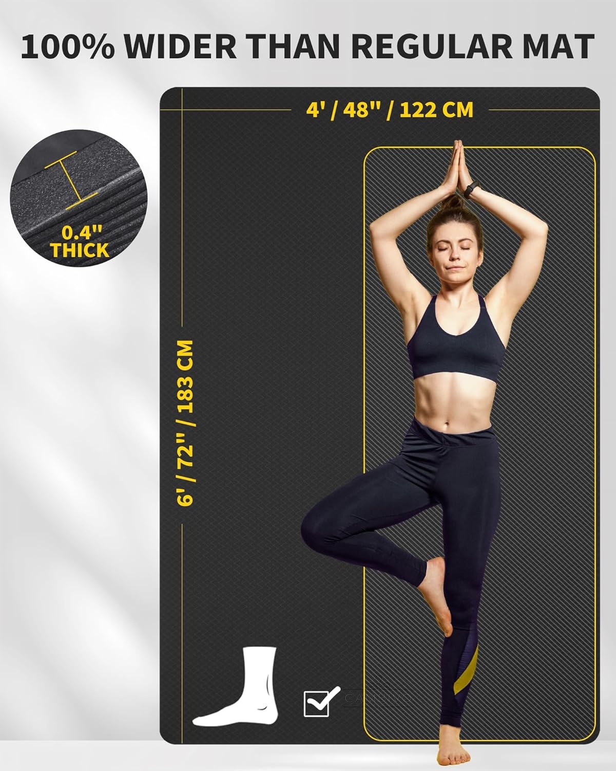 CAMBIVO Extra Dikke Yogamat 183x122 cm - Antislip & Geluidsdempend voor Thuisgym