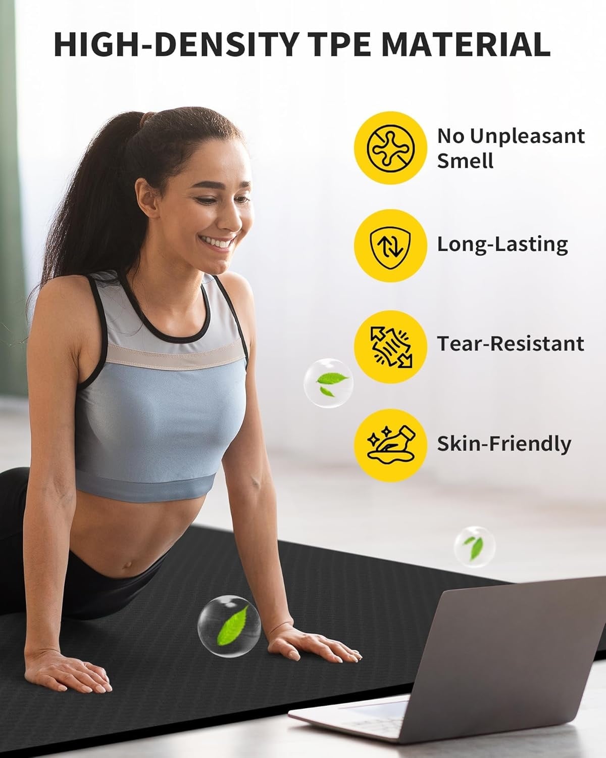 CAMBIVO Extra Dikke Yogamat 183x122 cm - Antislip & Geluidsdempend voor Thuisgym