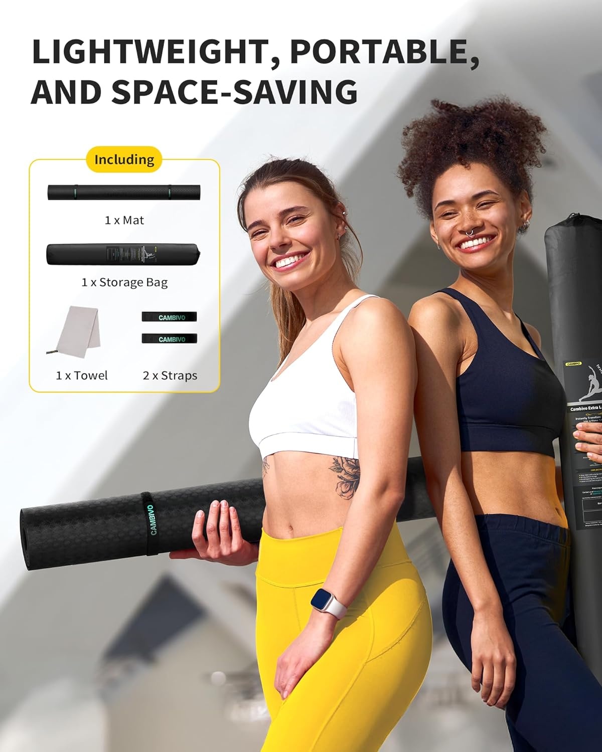 CAMBIVO Extra Dikke Yogamat 183x122 cm - Antislip & Geluidsdempend voor Thuisgym