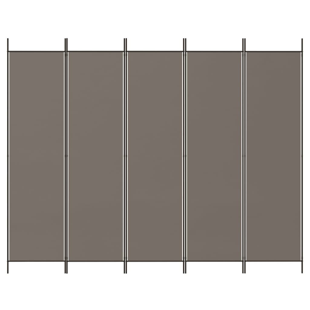 vidaXL Kamerscherm met 5 panelen 250x220 cm stof antracietkleurig