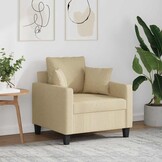 vidaXL Fauteuil 60 cm stof crèmekleurig