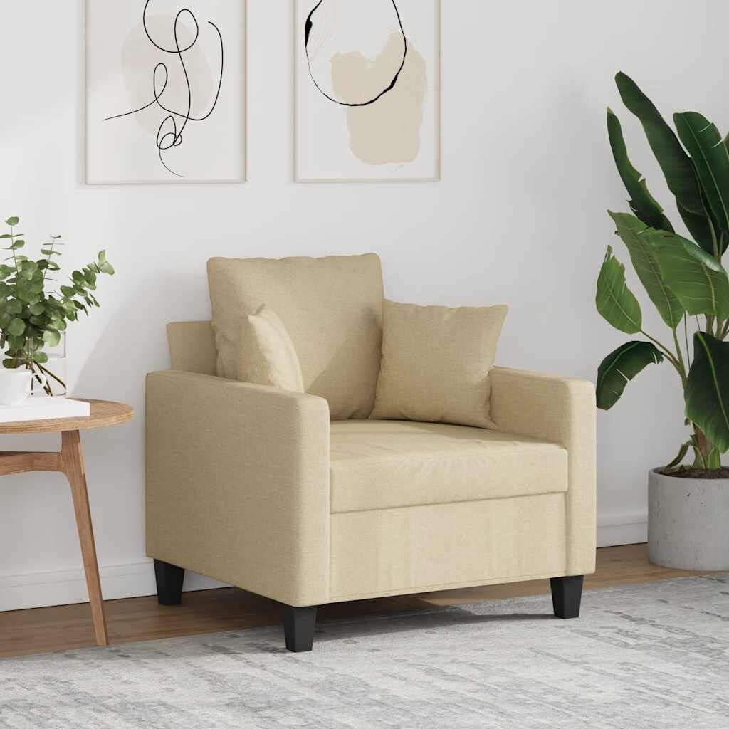 vidaXL Fauteuil 60 cm stof crèmekleurig