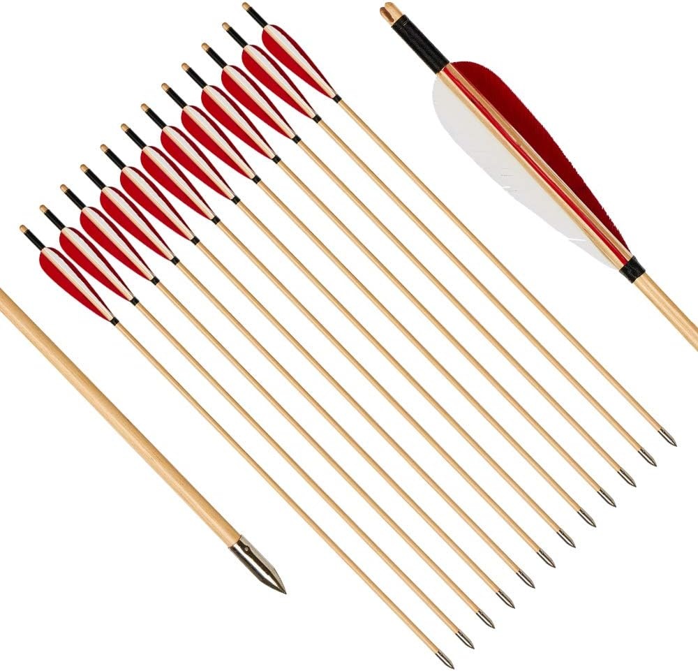 Huntingdoor Houten Pijlen voor Boogschieten (31 inch, 12 stuks)