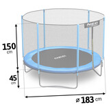 Trampoline blauw 183 cm - met ladder en buitenrand net - tot 50 kg