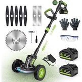 Gisam Grasmaaier Accu 20cm met 2x 4.0Ah Batterijen en 3 Maaikoppen