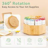 Ohuhu Marker Organizer, 360° draaibare bamboe grote capaciteit bureauopslag met draaggreep - 8+2 compartimenten houdt 162 markers of 750 kleurpotloden, perfect voor klaslokaal kantoor thuis buiten