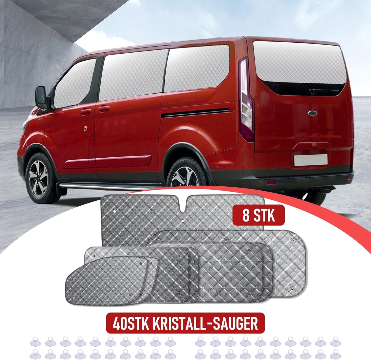 MaxAwe 8-delige thermische matten set voor Ford Transit Custom SWB - Zwart