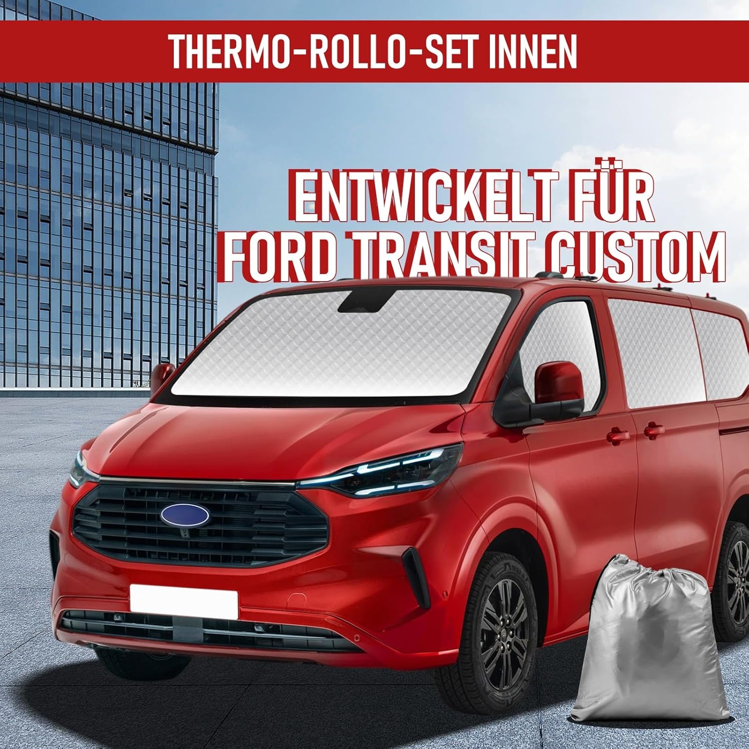 MaxAwe 8-delige thermische matten set voor Ford Transit Custom SWB - Zwart
