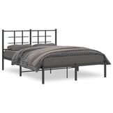 vidaXL Bedframe met hoofdbord metaal zwart 135x190 cm