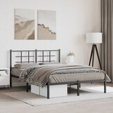 vidaXL Bedframe met hoofdbord metaal zwart 135x190 cm