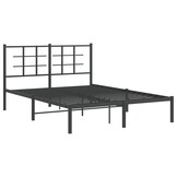 vidaXL Bedframe met hoofdbord metaal zwart 135x190 cm