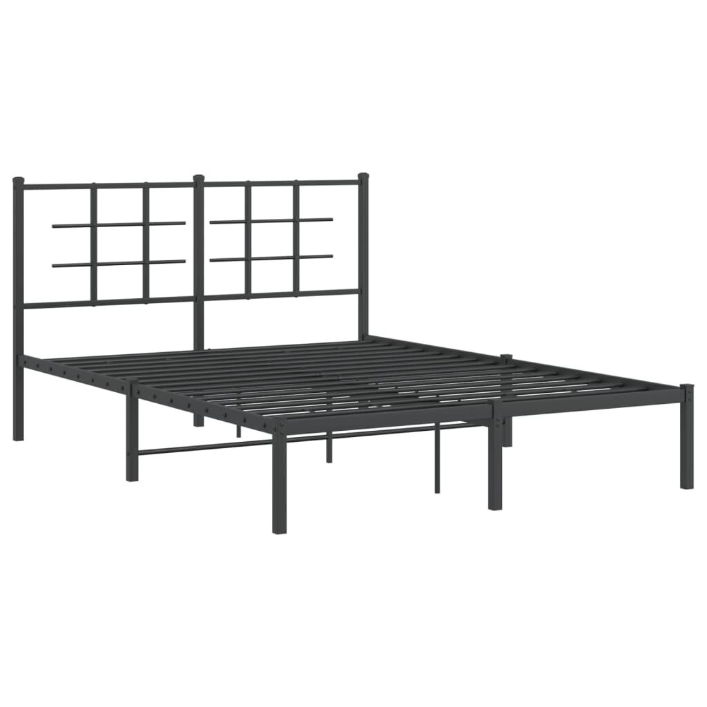 vidaXL Bedframe met hoofdbord metaal zwart 135x190 cm
