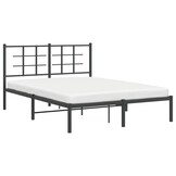 vidaXL Bedframe met hoofdbord metaal zwart 135x190 cm