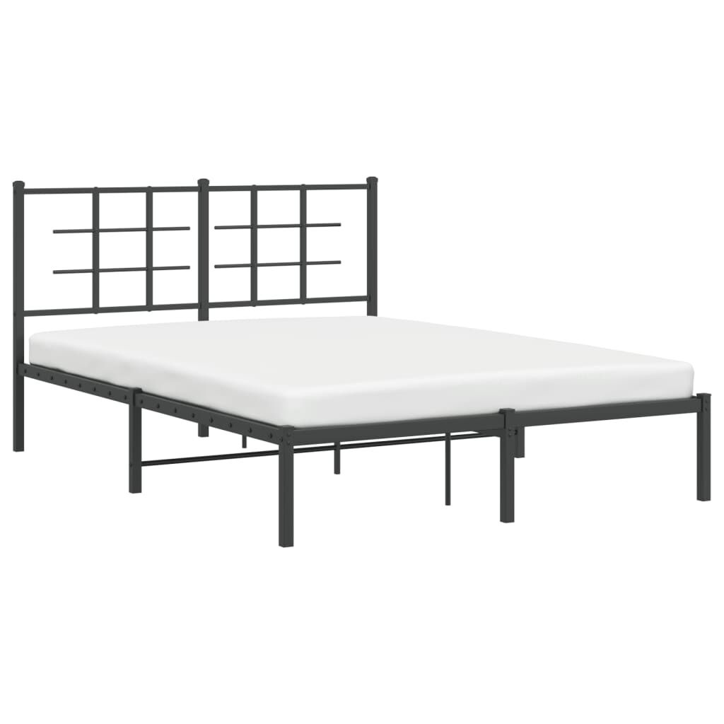 vidaXL Bedframe met hoofdbord metaal zwart 135x190 cm
