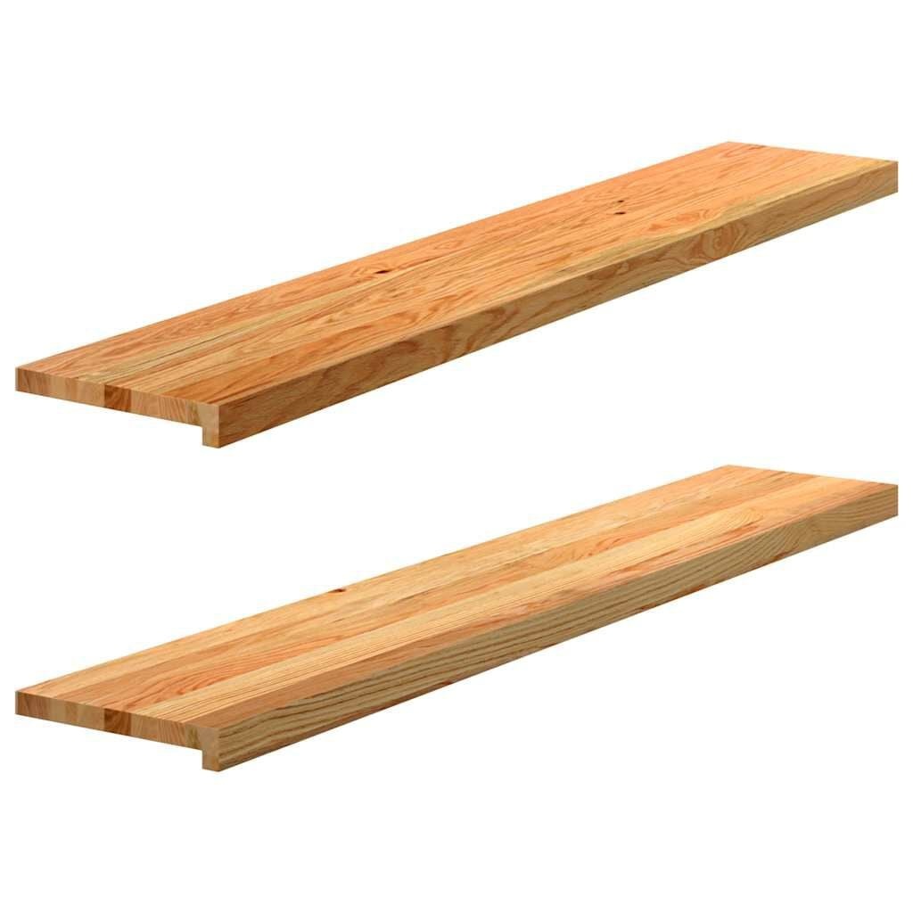 vidaXL Vensterbanken 2 st 140x25x2 cm massief eikenhout lichtbruin