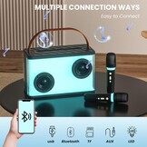 BONAOK K20 Karaoke Systeem met 2 Microfoons en Bluetooth Speaker