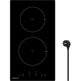 Inductiekookplaat, 2 kookplaten, inbouwkookplaat, 3600 W, continue verwarming, booster, 9 standen, timer 1-99 min, automatische uitschakeling, kindervergrendeling, pansensor, matzwart