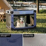 Gardner Pet Zachte hondenreiskrat, 66 cm opvouwbare hondenkrat met 3-deurs duurzame mesh ramen en opbergtas, draagbare hondenautokrat voor puppy's / kleine honden binnen en buiten (S, 66 x 46 x 46 cm