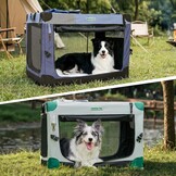 Gardner Pet Zachte hondenreiskrat, 66 cm opvouwbare hondenkrat met 3-deurs duurzame mesh ramen en opbergtas, draagbare hondenautokrat voor puppy's / kleine honden binnen en buiten (S, 66 x 46 x 46 cm