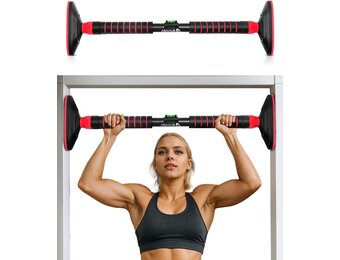 Abahub Home Optrekstang - deuropening gemonteerd | Opvouwbare ruimtebesparing voor appartementen/garages | Multi-Grip Krachttraining Premium Zwart