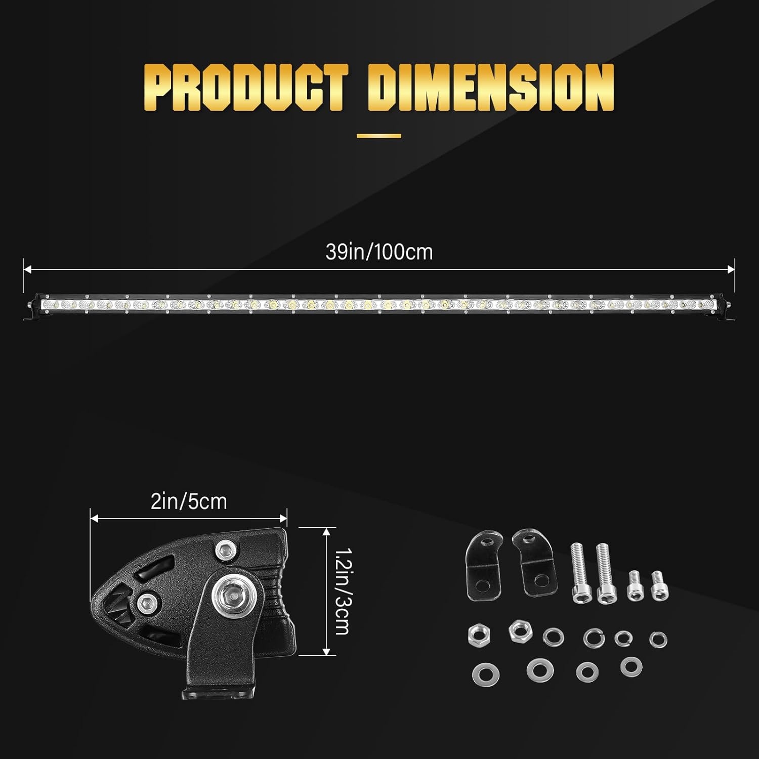 RIGIDON 38 inch 180W Flood Spot Combo Beam Auto Led-lichtbalk Enkele Rij Avondmaal Slanke Led-verlichting 12V 24V voor Off-road Truck SUV UTE ATV 4x4, Waterdichte Rijdende Werklamp, 6000K Witte - Maat 38inch 180W
