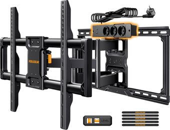 Perlegear volledig beweegbare tv-muurbeugel met stekkerdoos, 42"-90", 68kg, voorgemonteerde tv-houder, soepele rotatie, helling, extensions, VESA 600x400mm, PGLF11