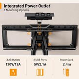 Perlegear volledig beweegbare tv-muurbeugel met stekkerdoos, 42"-90", 68kg, voorgemonteerde tv-houder, soepele rotatie, helling, extensions, VESA 600x400mm, PGLF11