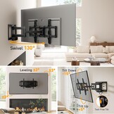 Perlegear volledig beweegbare tv-muurbeugel met stekkerdoos, 42"-90", 68kg, voorgemonteerde tv-houder, soepele rotatie, helling, extensions, VESA 600x400mm, PGLF11