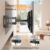 Perlegear volledig beweegbare tv-muurbeugel met stekkerdoos, 42"-90", 68kg, voorgemonteerde tv-houder, soepele rotatie, helling, extensions, VESA 600x400mm, PGLF11