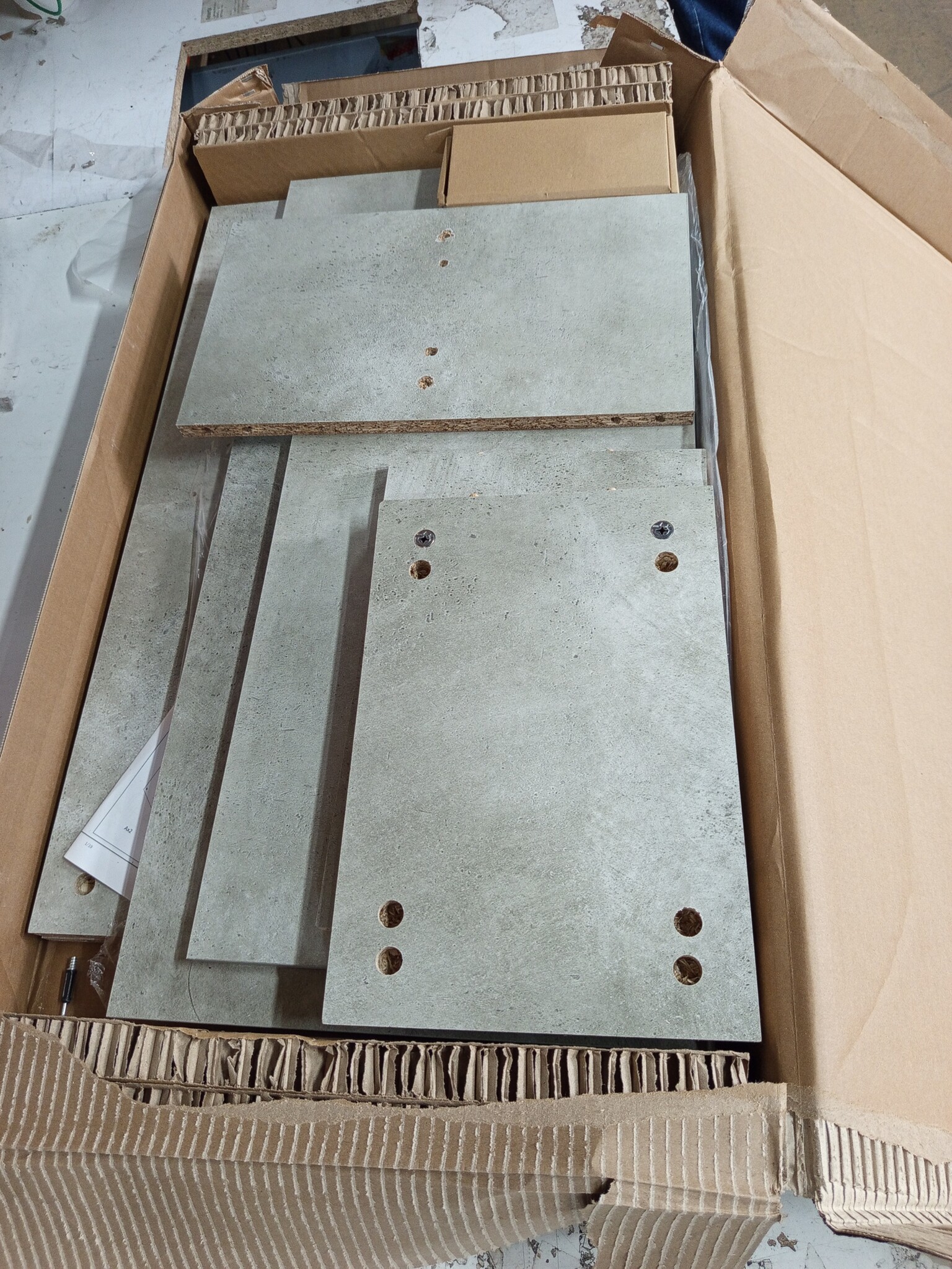vidaXL Aquariumstandaard 75x36x72,5 cm bewerkt hout betongrijs