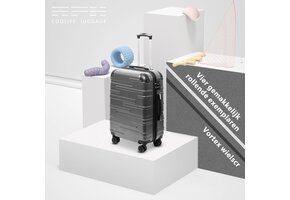 Grijze Trolleykoffer Handbagage Hardshell ABS Lichtgewicht 4 Wielen TSA-slot 56cm 38L - 42% Korting!