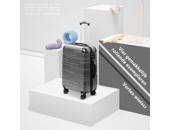 COOLIFE Cabin Trolley Reiskoffer hardshell koffer Bagage Lichtgewicht Reiskoffer Handbagage Koffer incl. TSA-slot trolley bagage rolkoffer 4 wielen ABS harde schaal (Grijs, 56cm-38L)