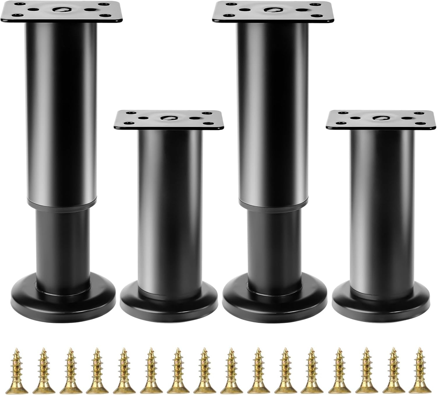 4 stuks meubelpoten, verstelbaar, 12-18 cm, zwart, voor meubelpoten, kastpoten, bankpoten, bedpoten, tafel, bankpoten