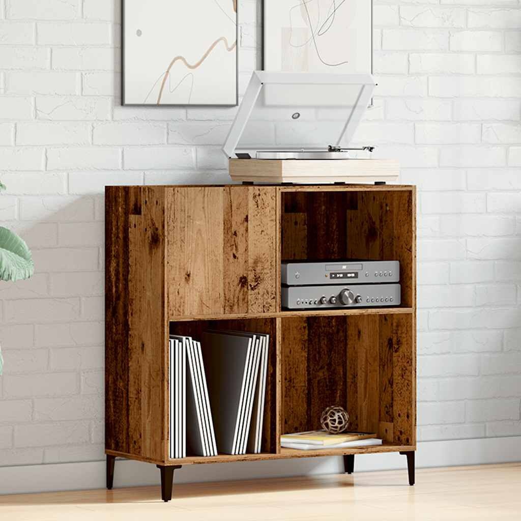 vidaXL Platenkast 84,5x38x89 cm bewerkt hout oud houtkleurig