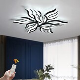 Moderne Zwarte Plafondlamp Bloemvorm 90W Dimbare LED Kroonluchter met Afstandsbediening