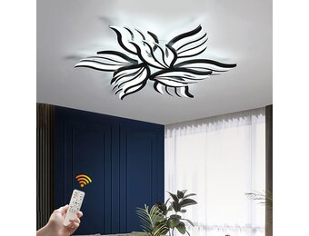 Moderne Zwarte Plafondlamp Bloemvorm 90W Dimbare LED Kroonluchter met Afstandsbediening
