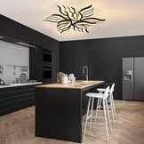 Moderne Zwarte Plafondlamp Bloemvorm 90W Dimbare LED Kroonluchter met Afstandsbediening